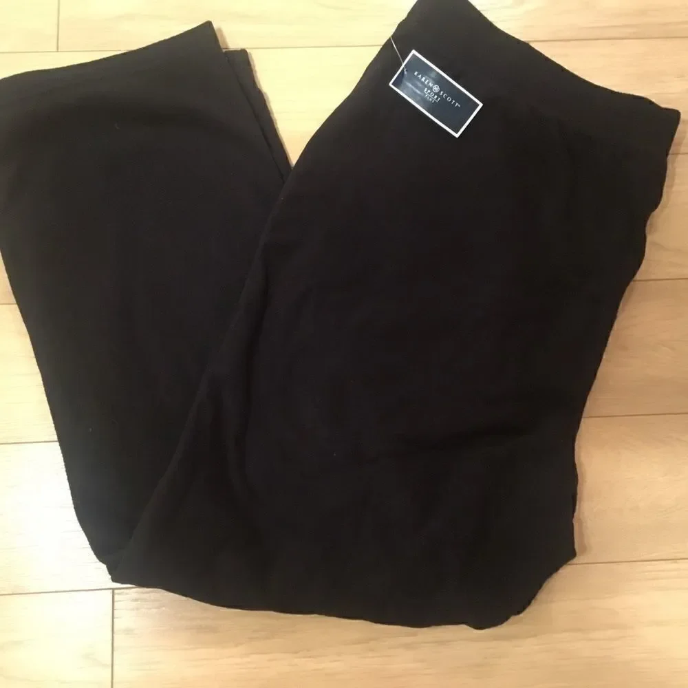 NWT. Karen Scott Brand Black Fleece Pant Sz 1X, 2X